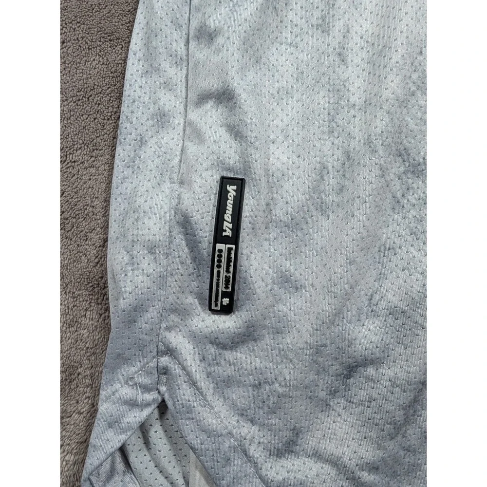 YoungLA 2-in-1 Gym Shorts Mens XXL Grey Marble Mesh Compression Liner Zippered